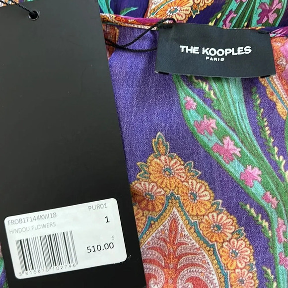 The Kooples Multicolor Purple Hindu Flower Print Silk Midi Dress‎ Small - Picture 8 of 9